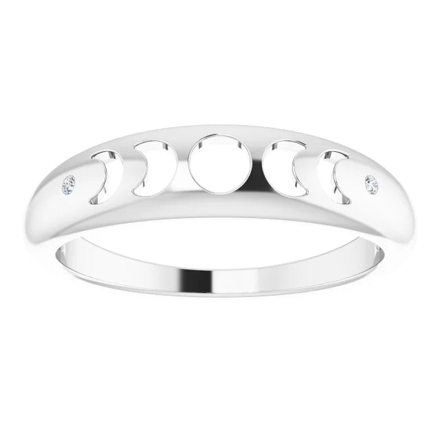 Sterling Silver .015 CTW Diamond Moon Phase Ring