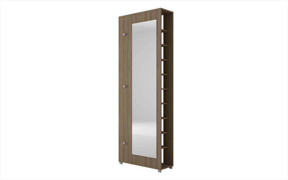Accentuations by Manhattan Comfort Valencia 1.0 - 10 Shelf with 3 Hooks and Full Length Mirror Shoe Closet