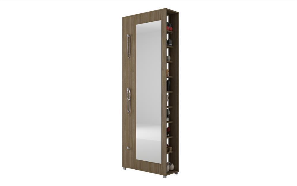 Accentuations by Manhattan Comfort Valencia 1.0 - 10 Shelf with 3 Hooks and Full Length Mirror Shoe Closet