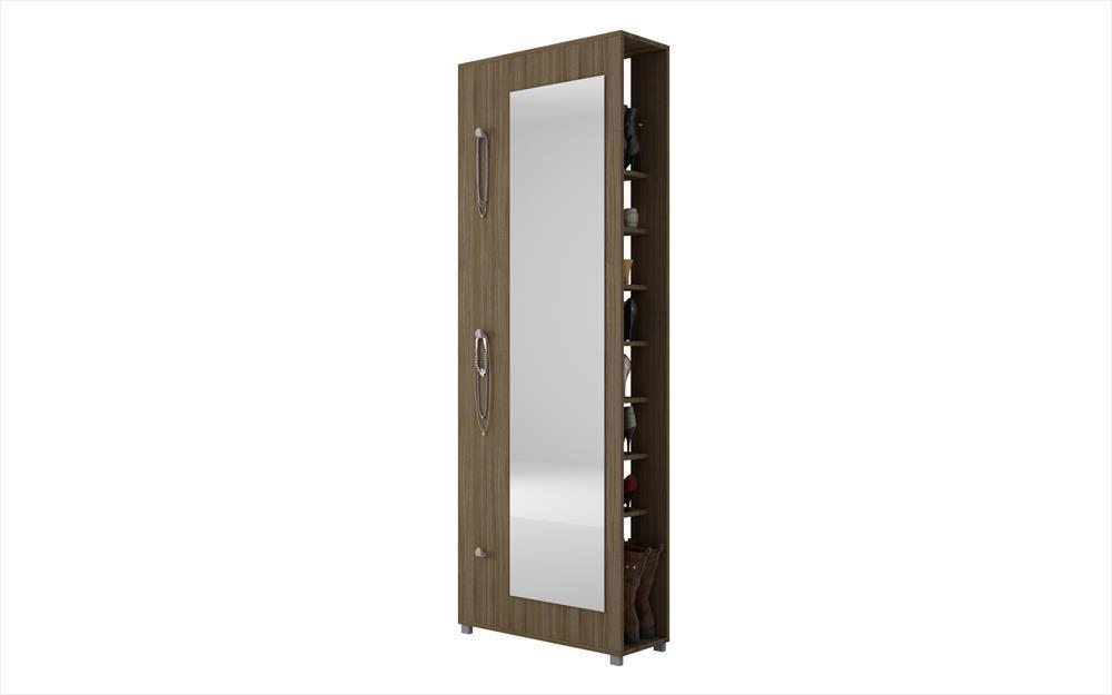 Accentuations by Manhattan Comfort Valencia 1.0 - 10 Shelf with 3 Hooks and Full Length Mirror Shoe Closet