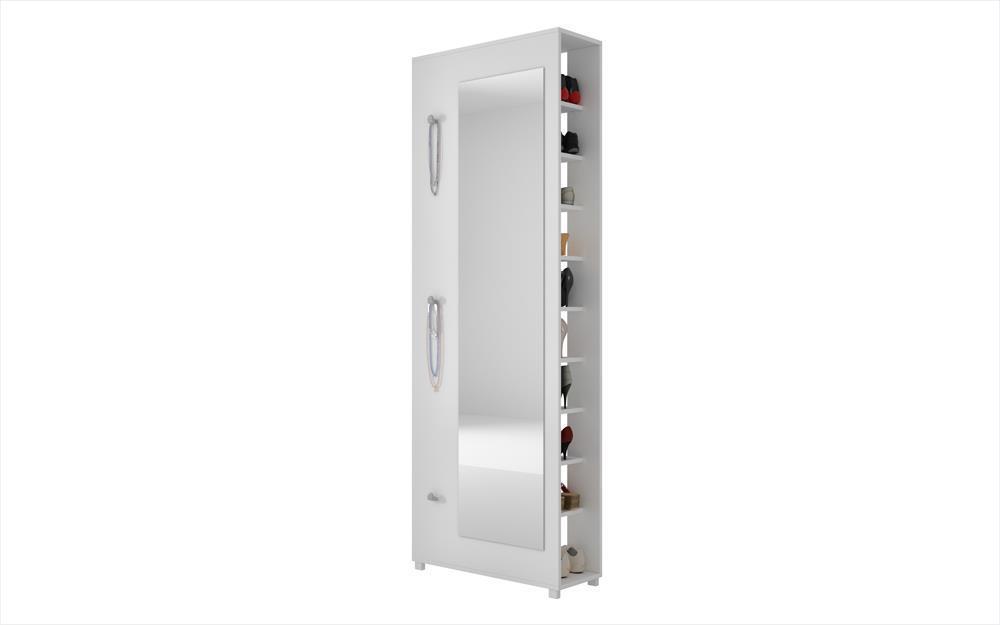 Accentuations by Manhattan Comfort Valencia 1.0 - 10 Shelf with 3 Hooks and Full Length Mirror Shoe Closet