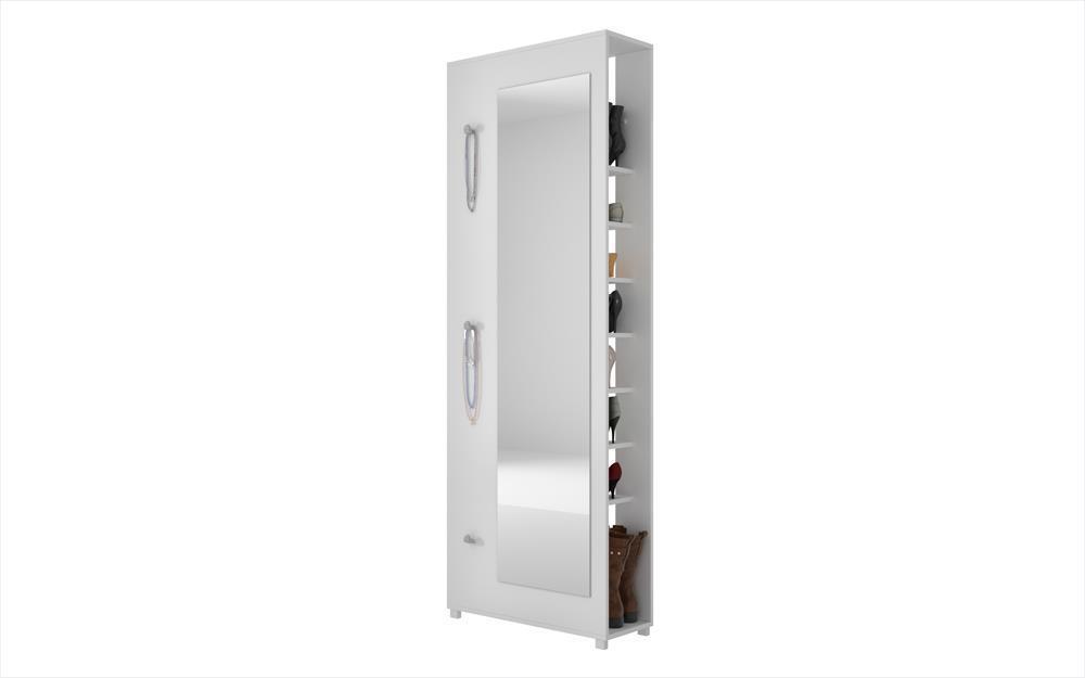 Accentuations by Manhattan Comfort Valencia 1.0 - 10 Shelf with 3 Hooks and Full Length Mirror Shoe Closet