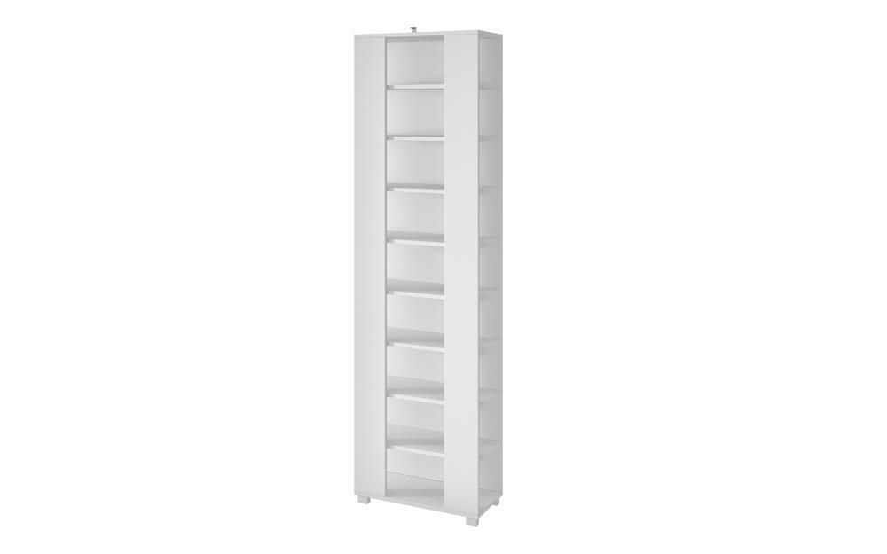 Accentuations by Manhattan Comfort Valencia 2.0 - 9 Shelf Shoe Closet with Full Length Mirror in White
