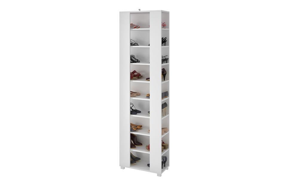 Accentuations by Manhattan Comfort Valencia 2.0 - 9 Shelf Shoe Closet with Full Length Mirror in White
