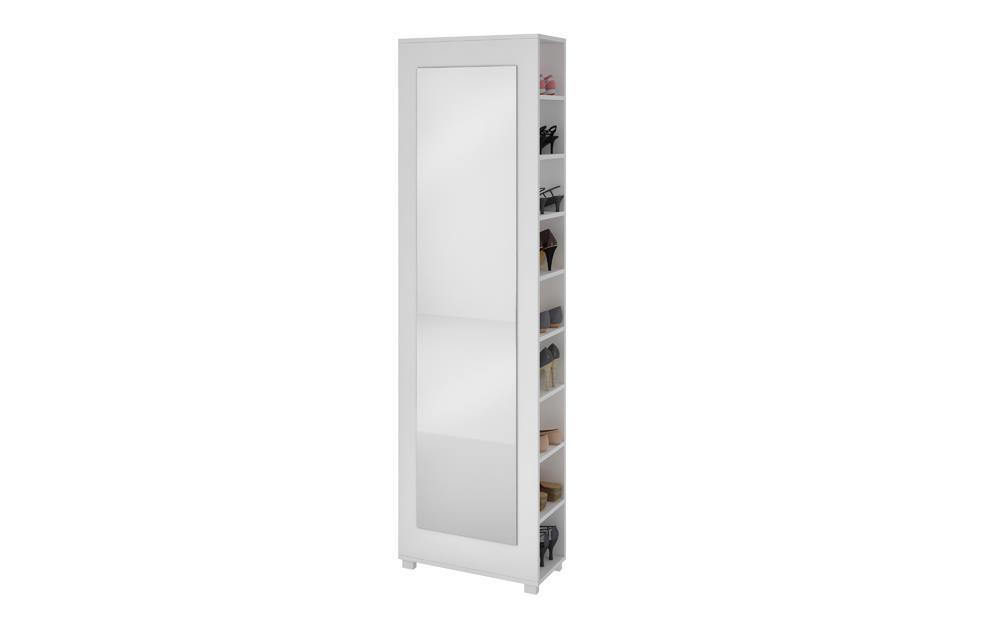 Accentuations by Manhattan Comfort Valencia 2.0 - 9 Shelf Shoe Closet with Full Length Mirror in White