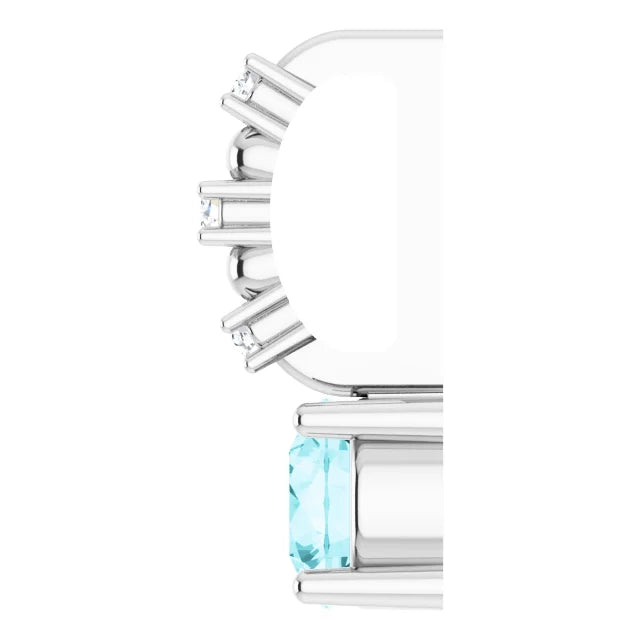 Sterling Silver Imitation Blue Zircon & .01 CTW Natural Diamond Charm/Pendant