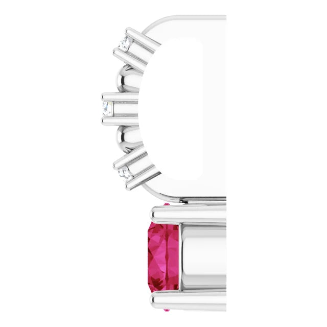 Sterling Silver Imitation Ruby & .01 CTW Natural Diamond Charm/Pendant