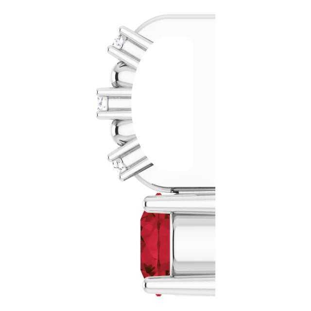 Sterling Silver Imitation Mozambique Garnet & .01 CTW Natural Diamond Charm/Pendant