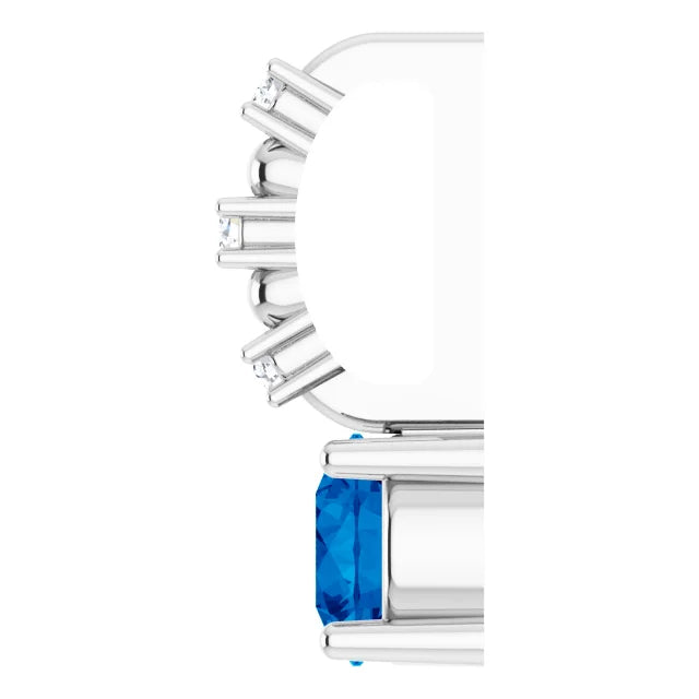 Sterling Silver Imitation Blue Sapphire & .01 CTW Natural Diamond Charm/Pendant