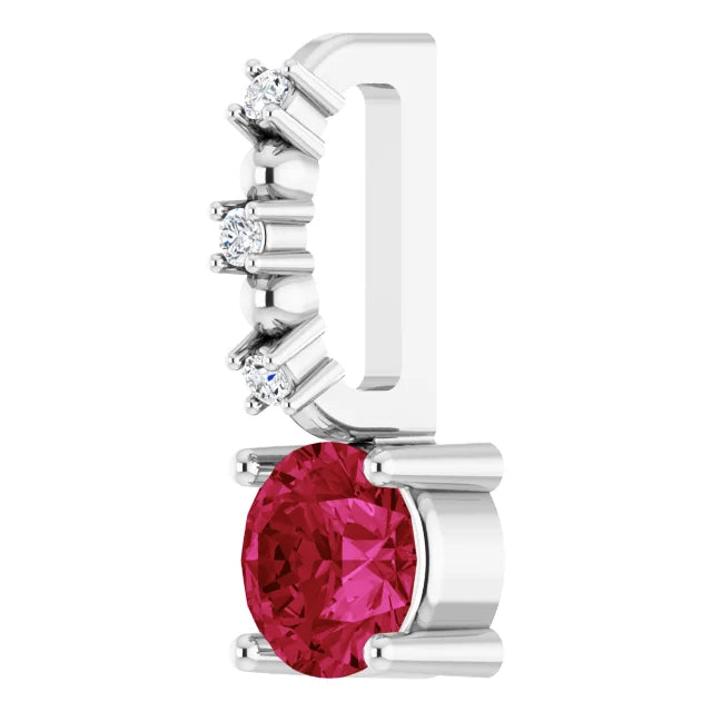Sterling Silver Imitation Ruby & .01 CTW Natural Diamond Charm/Pendant