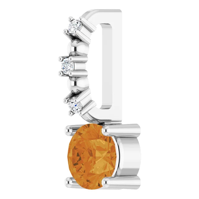 Sterling Silver Imitation Citrine & .01 CTW Natural Diamond Charm/Pendant