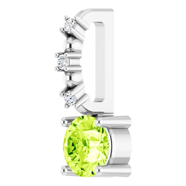 Sterling Silver Imitation Peridot & .01 CTW Natural Diamond Charm/Pendant