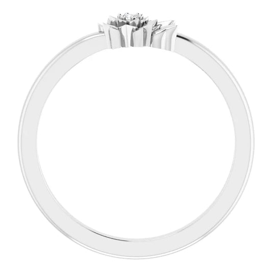 Sterling Silver .015 CT Diamond Flower Ring