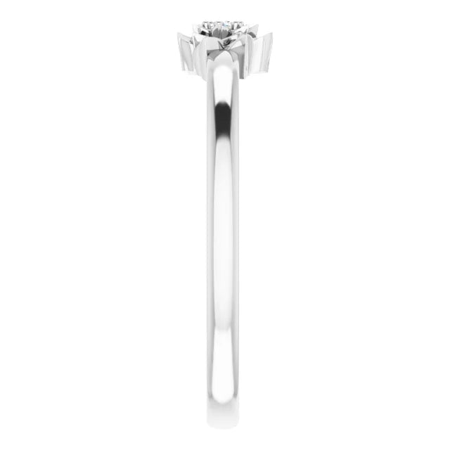 Sterling Silver .015 CT Diamond Flower Ring