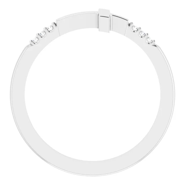 Sterling Silver .025 CTW Diamond Stackable Sideways Cross Ring