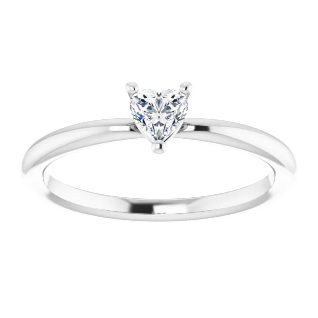 Sterling Silver Natural White Sapphire Heart Solitaire Ring