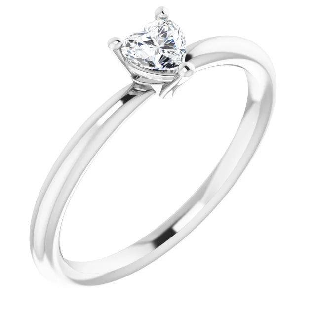 Sterling Silver Natural White Sapphire Heart Solitaire Ring