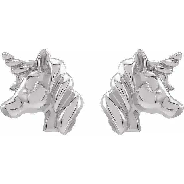 Sterling Silver Youth Unicorn Earrings