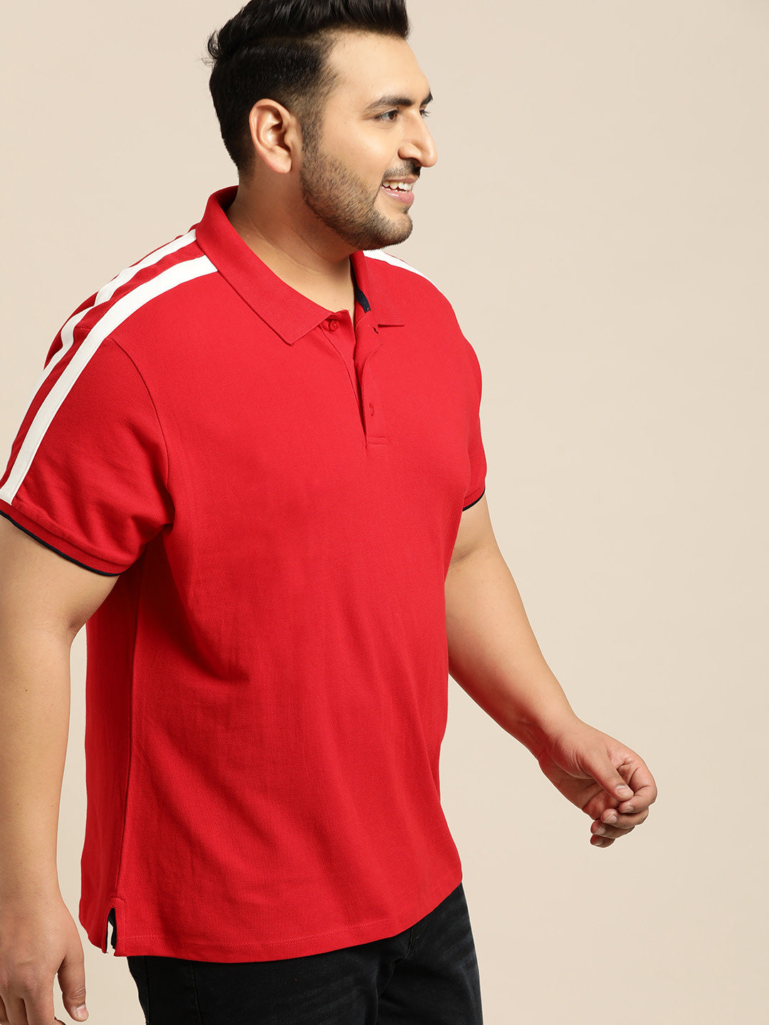 Men Red Solid Polo Collar T-shirt1
