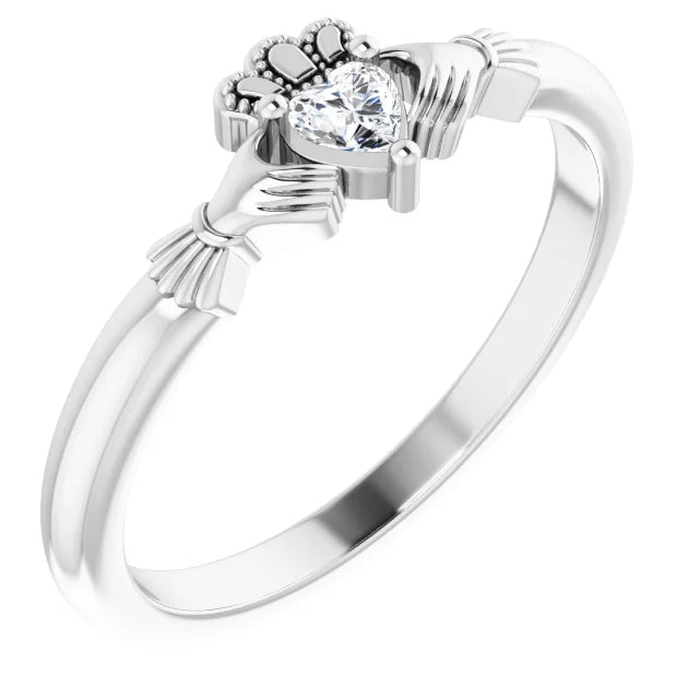 Sterling Silver Stuller Lab-Grown Moissanite™ Claddagh Ring