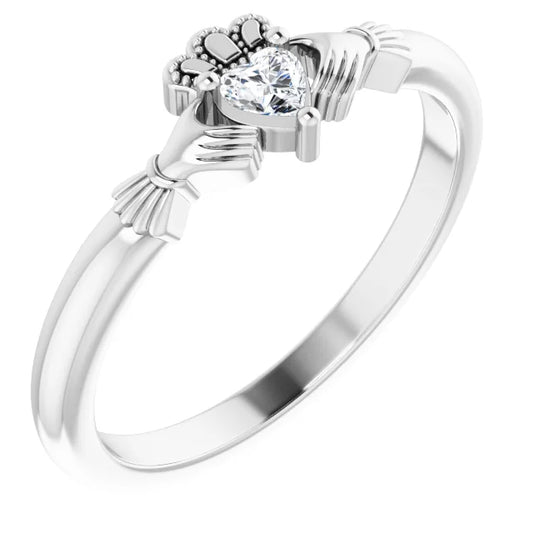 Sterling Silver Stuller Lab-Grown Moissanite™ Claddagh Ring