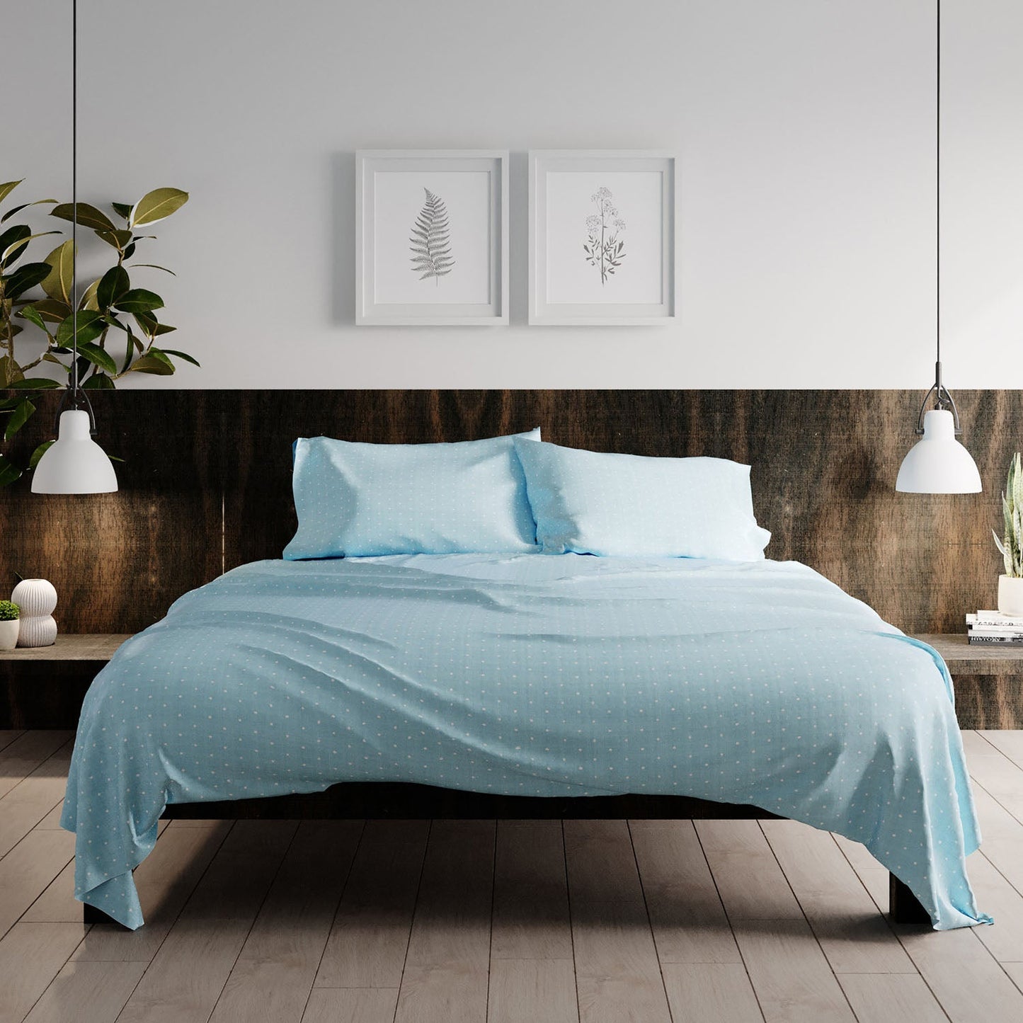 Urban Loft - 4-Piece Dotted Sheet Set - Aqua
