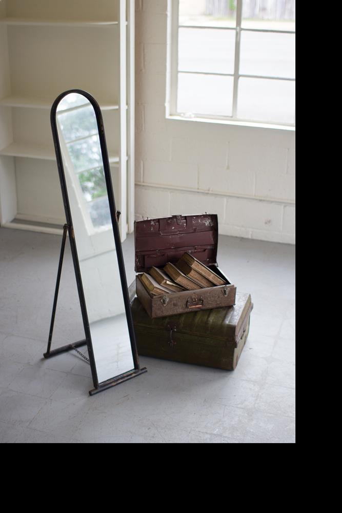 Kalalou Floor Mirror With Metal Frame And Stand