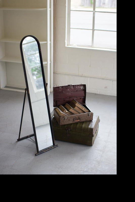 Kalalou Floor Mirror With Metal Frame And Stand