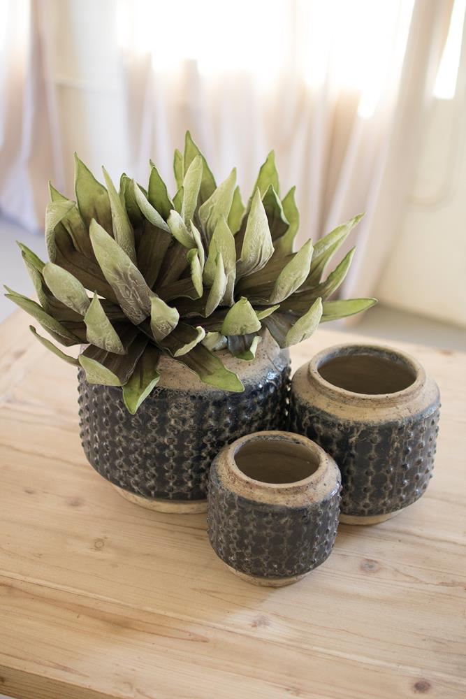 Kalalou Dark Blue Knobby Ceramic Pots