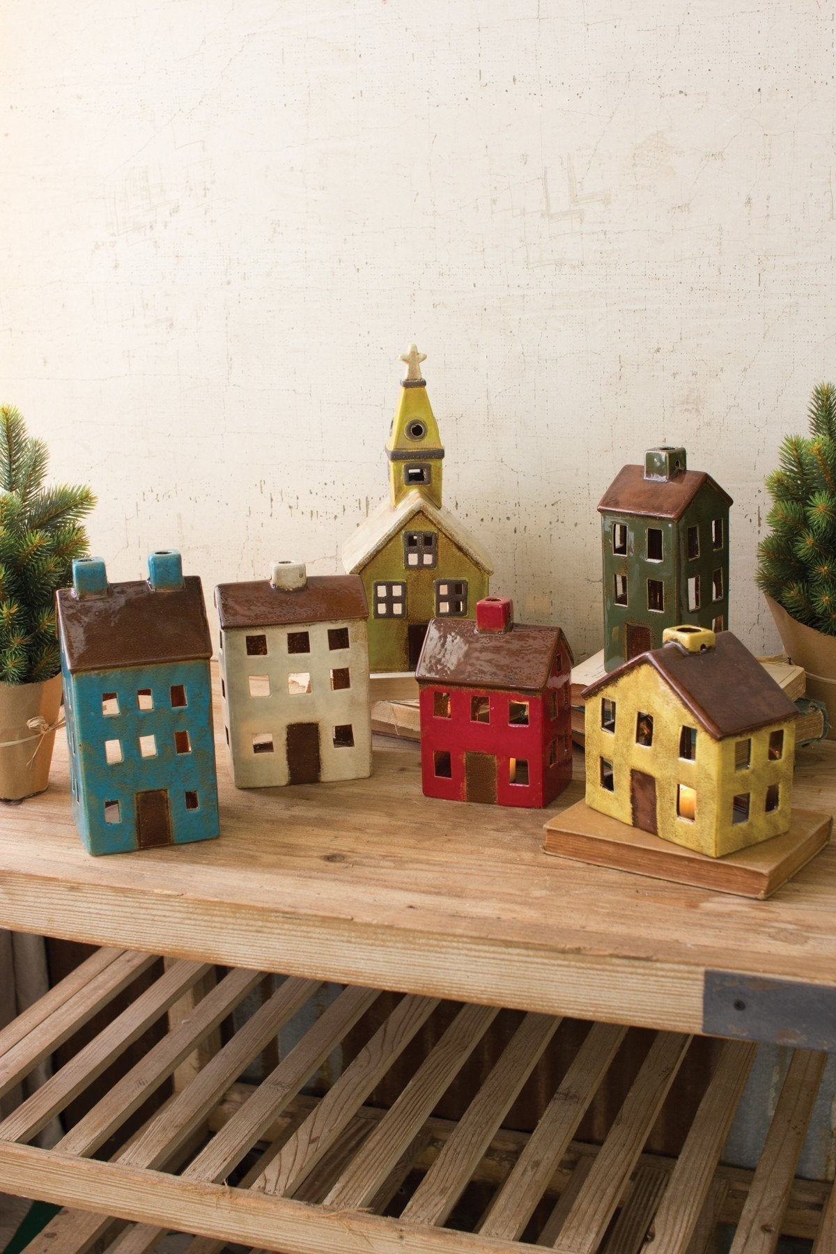 Kalalou Ceramic Village - Set Of 6