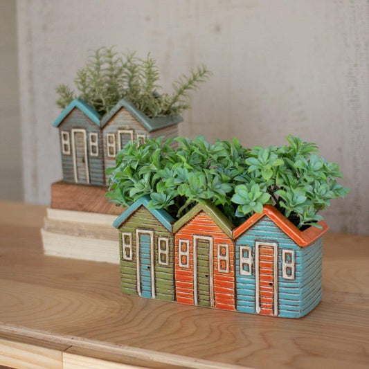 Kalalou Set Of 2 Ceramic House Planters