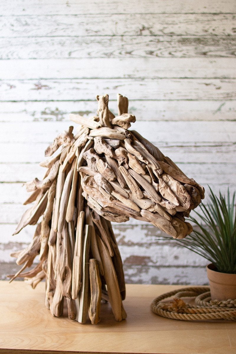 Kalalou Driftwood Horse Head Table Sculpture - Large2