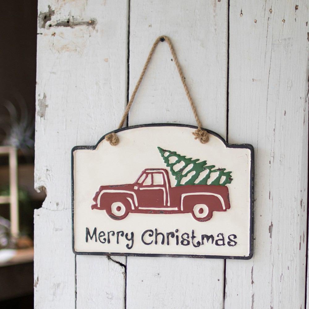 Kalalou Enamelware Merry Christmas Sign - Set Of 2