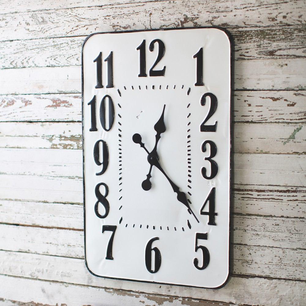 Kalalou Enamelware Rectangle Wall Clock