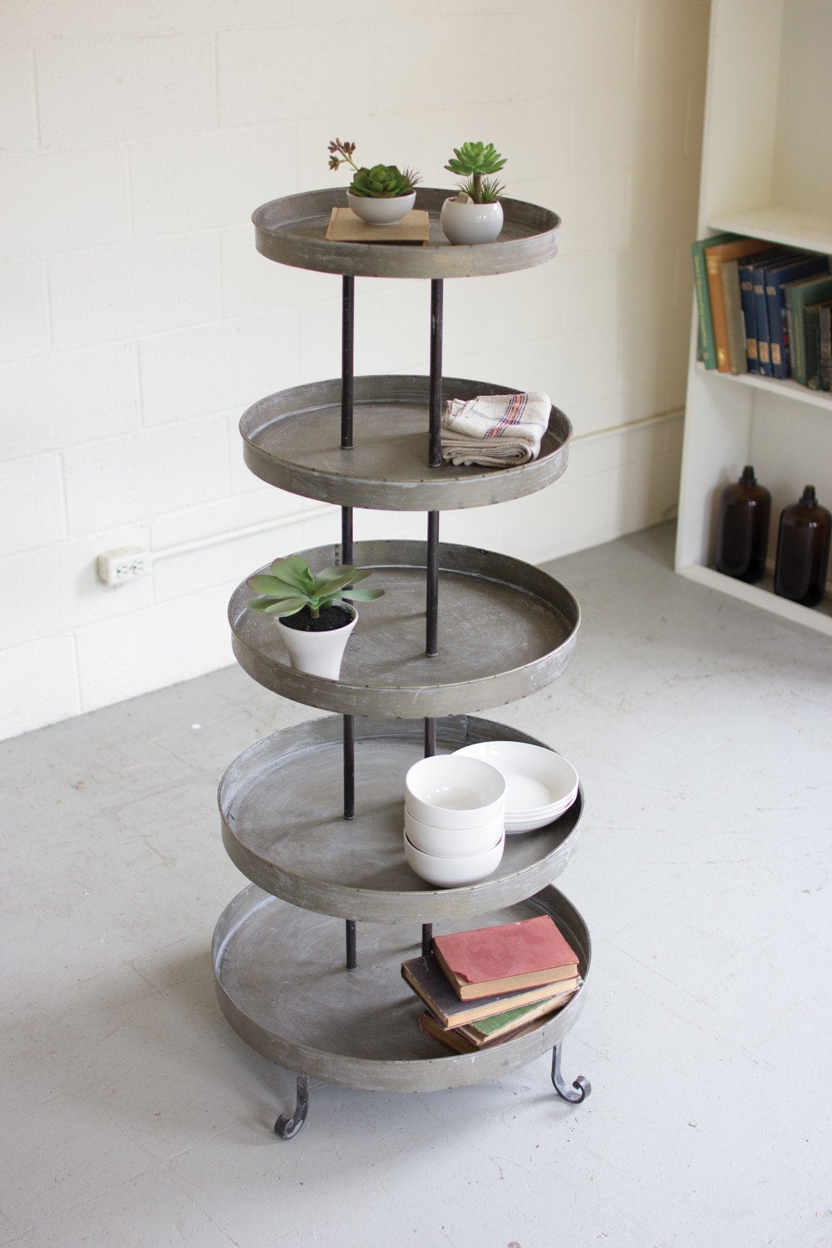 Kalalou Five Tiered Round Metal Display Tower