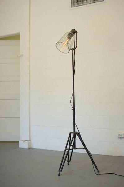 Kalalou Floor Lamp With Glass Shade And Metal Stand