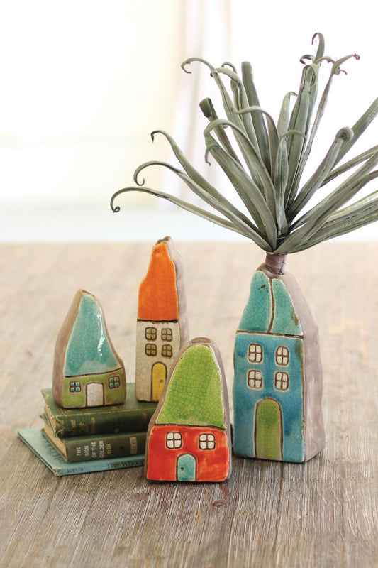 Kalalou Colorful Ceramic House Bud Vases - Set Of 42
