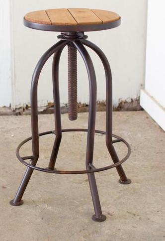 Kalalou Adjustable Bar Stool With Recycled Wood
