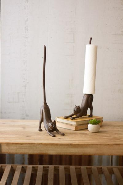 Kalalou Cast Iron Cat Paper Towel Holder