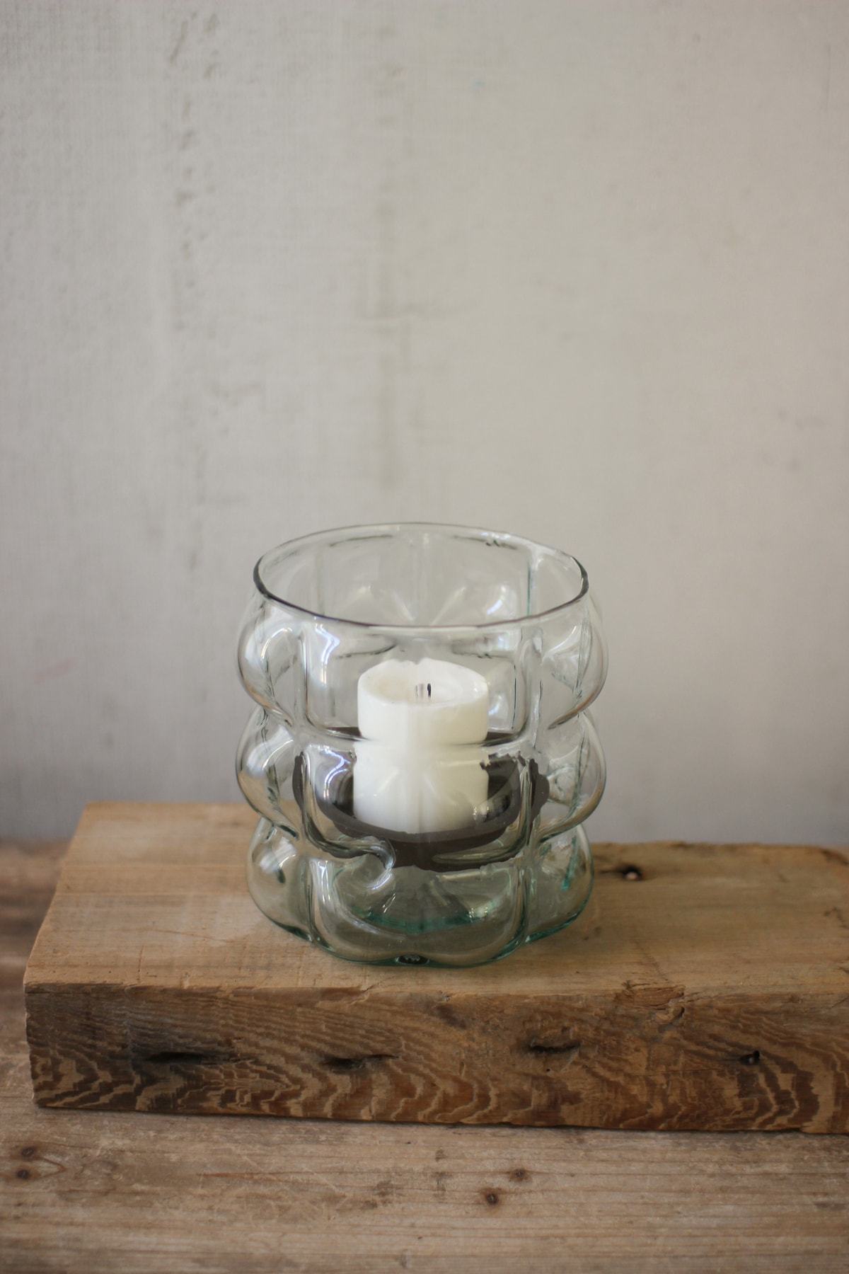 Kalalou Bubble Texture Squares Glass Hurricane6