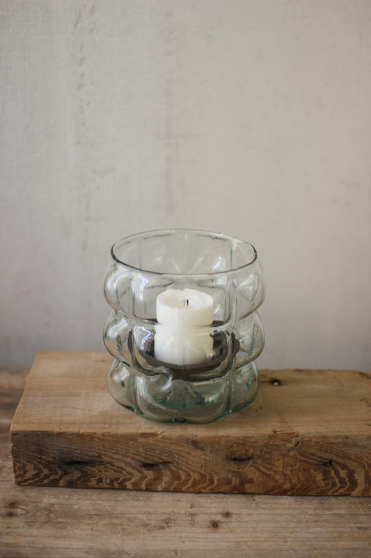 Kalalou Bubble Texture Squares Glass Hurricane6