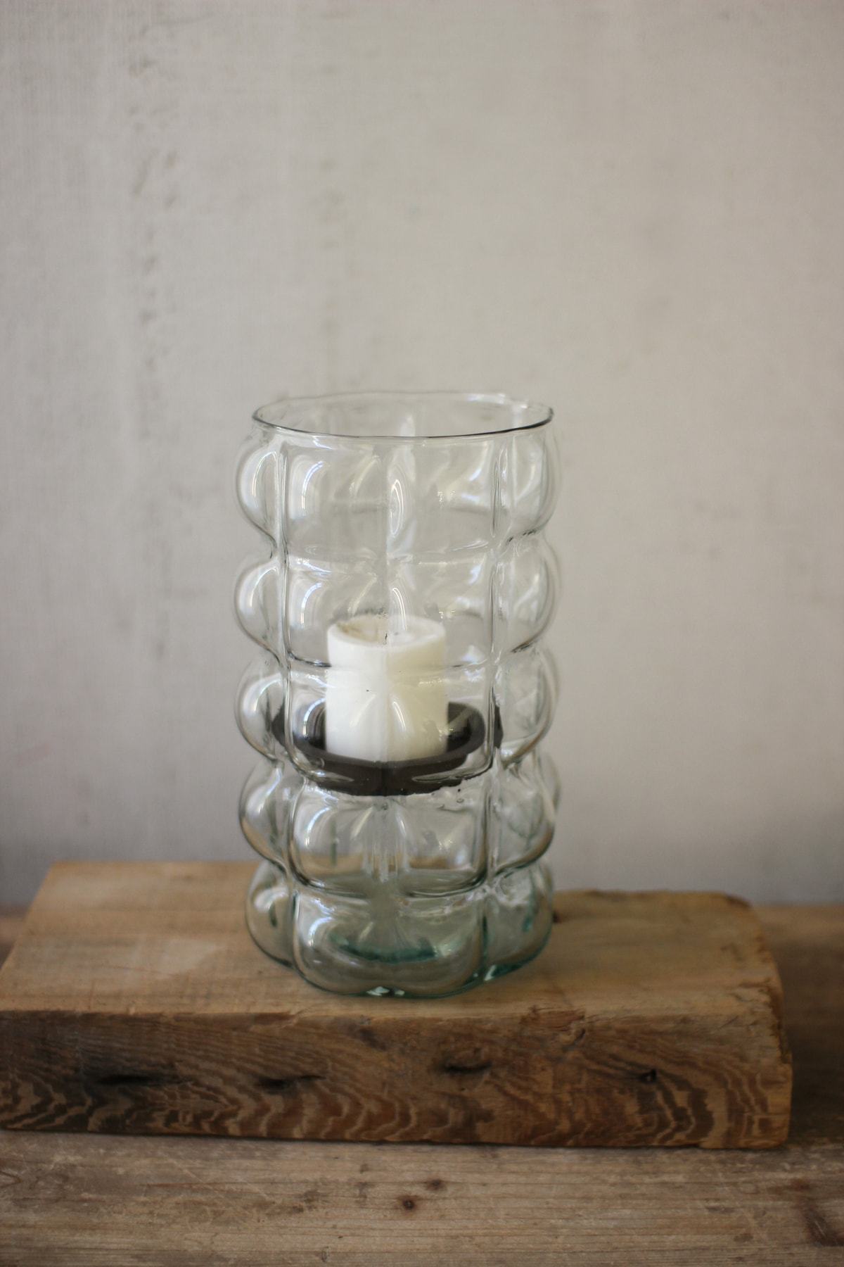 Kalalou Bubble Texture Squares Glass Hurricane6