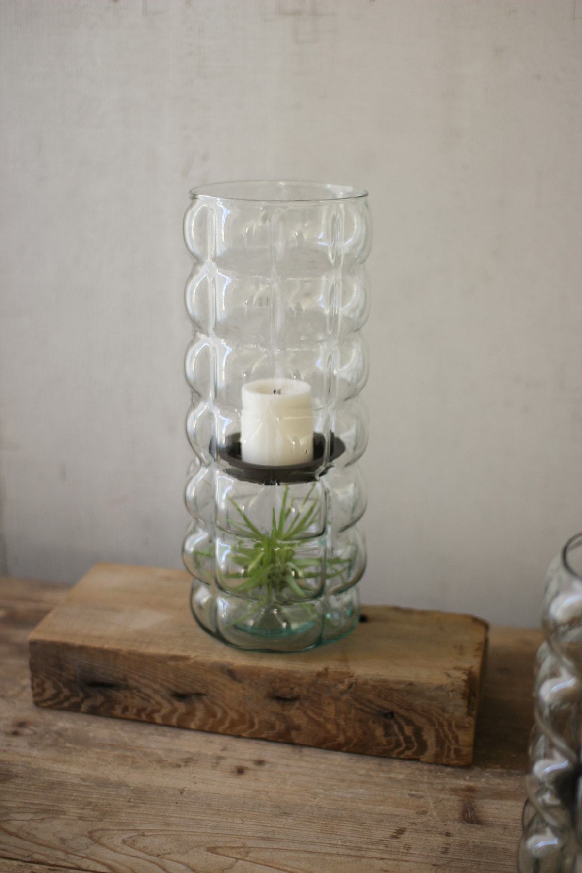 Kalalou Bubble Texture Squares Glass Hurricane6