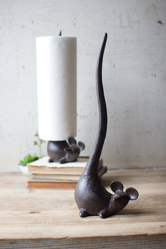 Kalalou Cast Iron Mouse Paper Towel Holder - Set Of 2