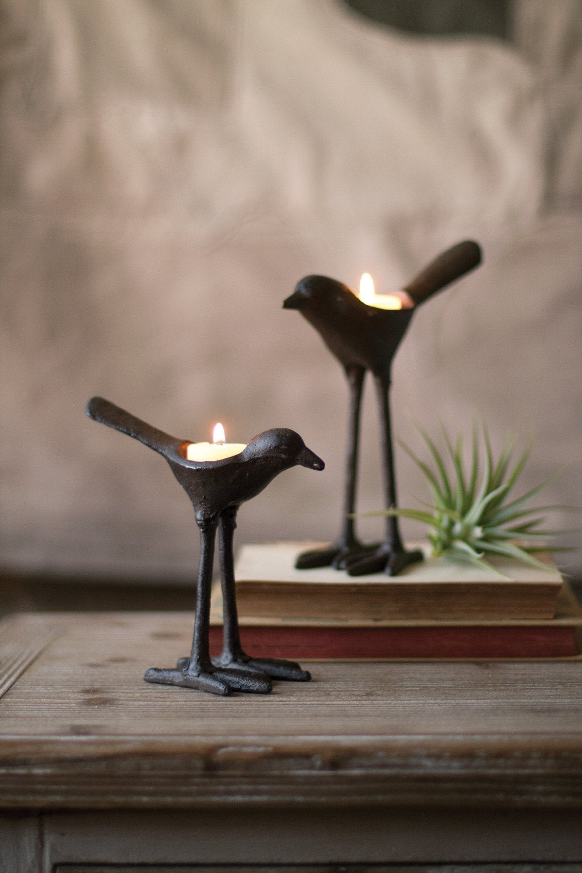Kalalou Cast Iron Bird T-Lite Light Holders - Set Of 4