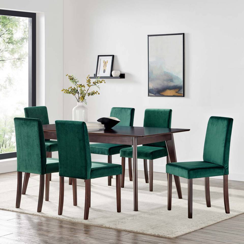 Modway Prosper 7 Piece Upholstered Velvet Dining Set | Dining Sets | Modishstore