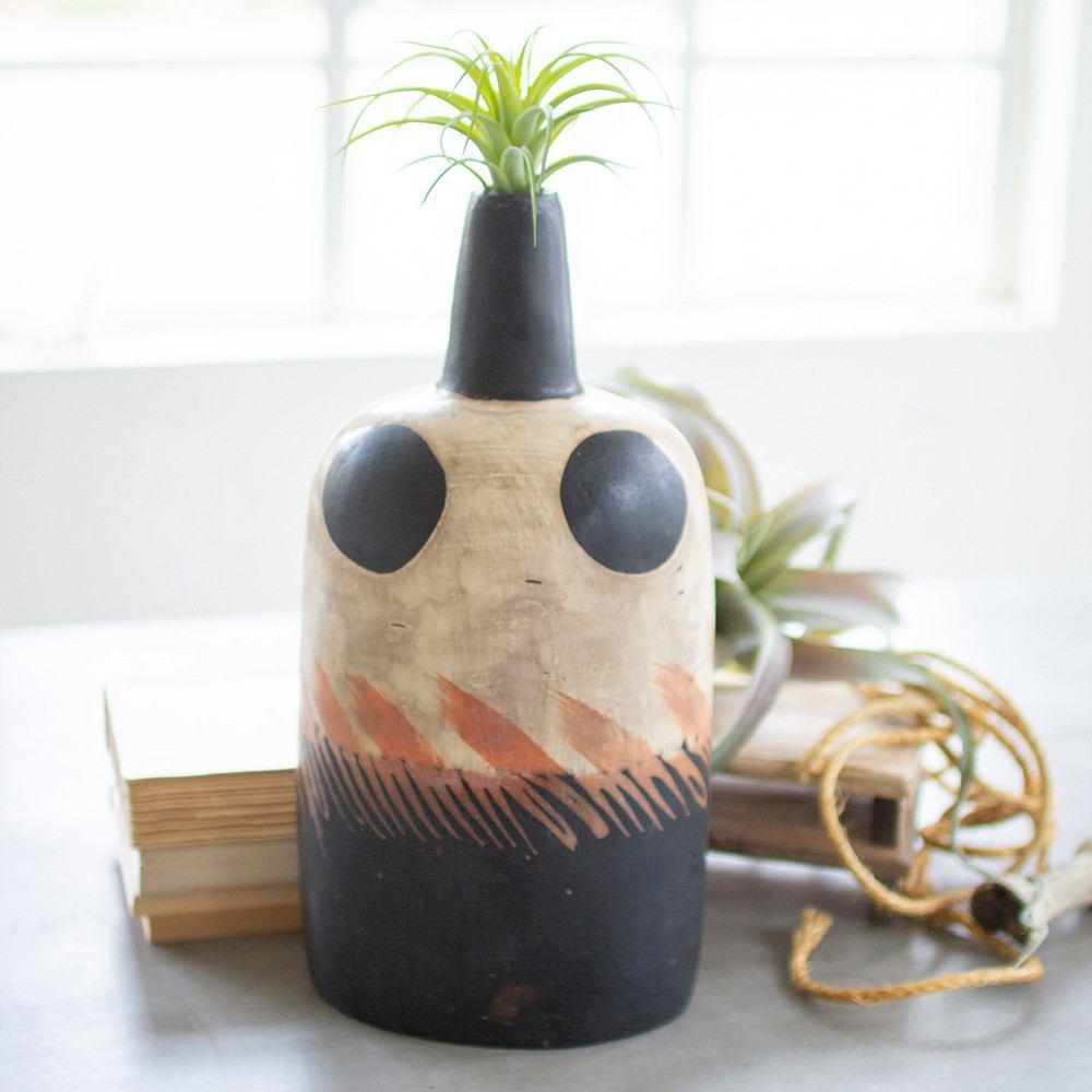 Kalalou Clay Lenca Bottle With Black Bottom