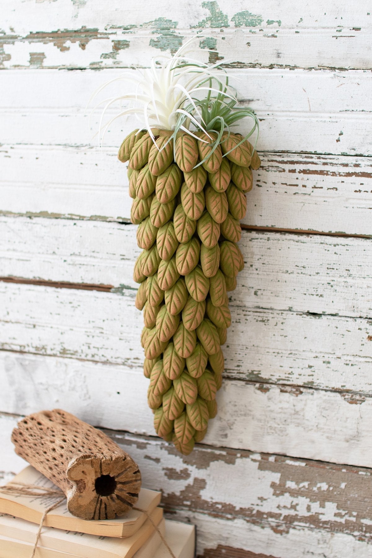 Kalalou Clay Leaves Wall Sconce - Natural And Green (Set of 2)3