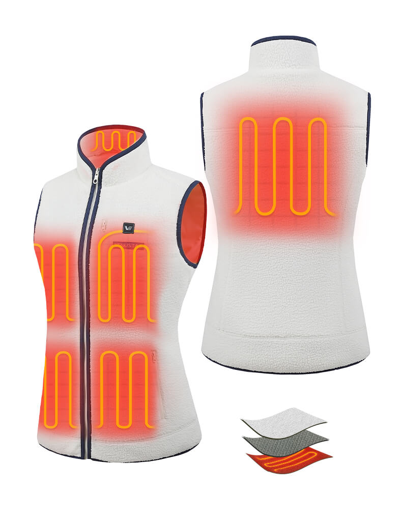 Women's Colorblock Heated Recycled Sherpa Vest 7.4V