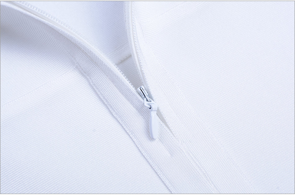 ADYCE Vestidos O-neck Chic Runway White Mini Bandage Evening Party Dress - Y22271